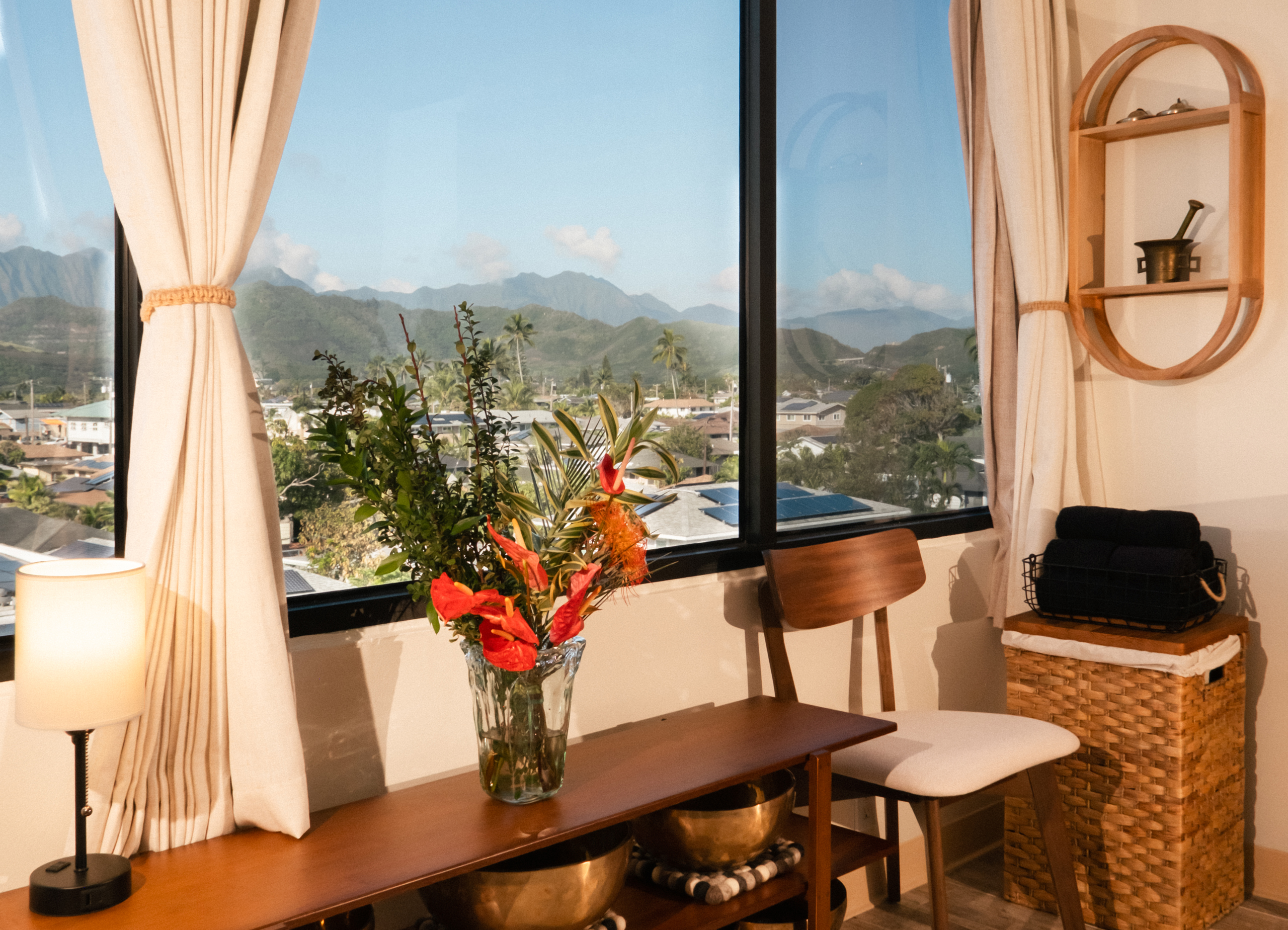 massage room with a view of kailua